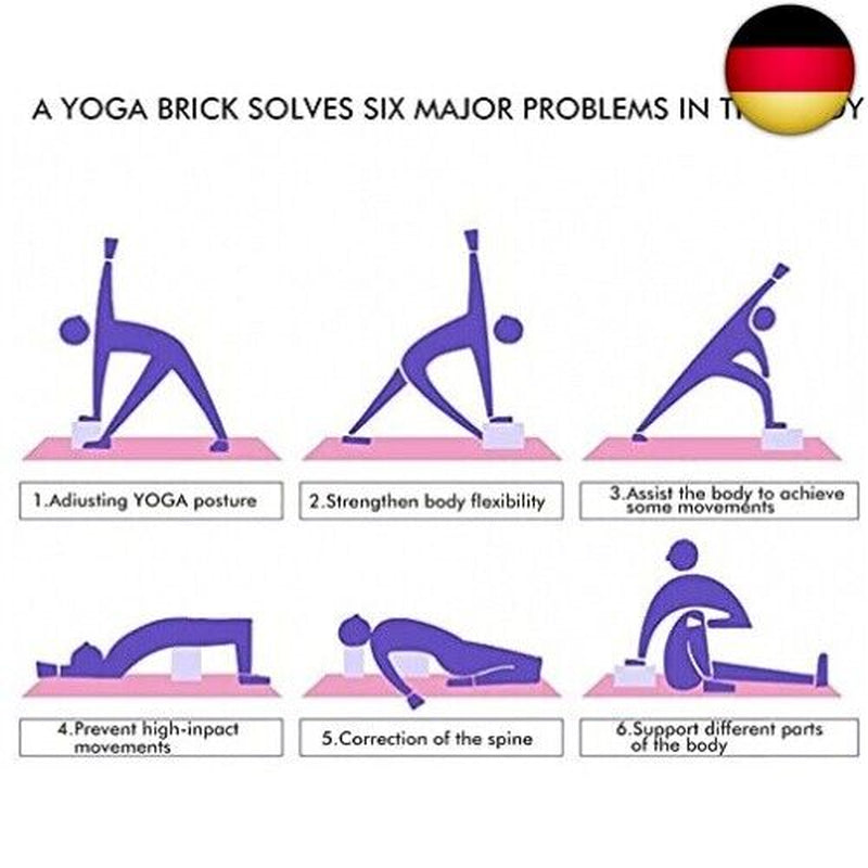 PIQIUQIU Yoga Block, 2Er Yogablock Für Yoga Pilates Training, Hochwertige Yoga